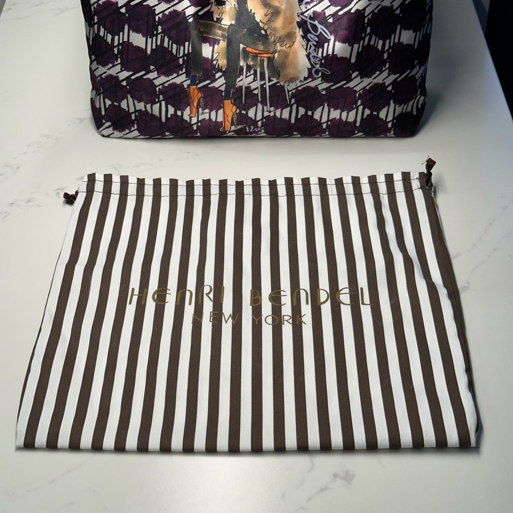 henri bendel Purple Patterned Canvas Tote with Illustration - Picture 4 of 13